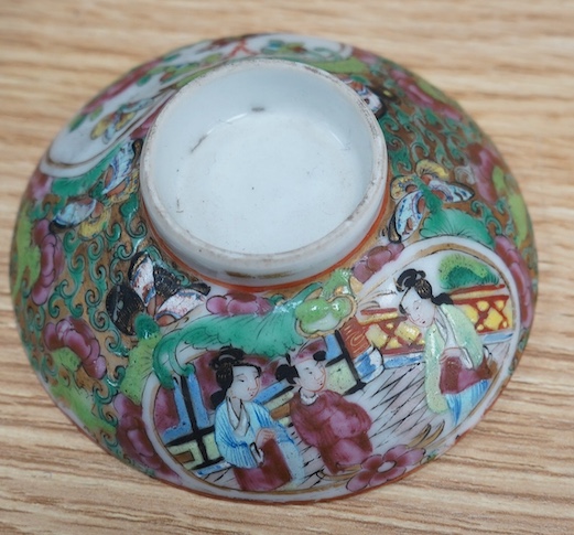 A small group of Chinese and Japanese ceramics to include an 18th century Chinese export teabowl and saucer and a cloisonne cigarette box. Tallest 7cm. Condition - fair to good